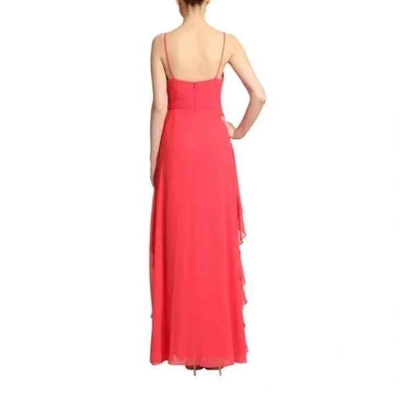 Badgley Mischka Floor Length Couture Sweetheart Ruffle Pink Formal Gown Size 14 - Picture 3 of 11